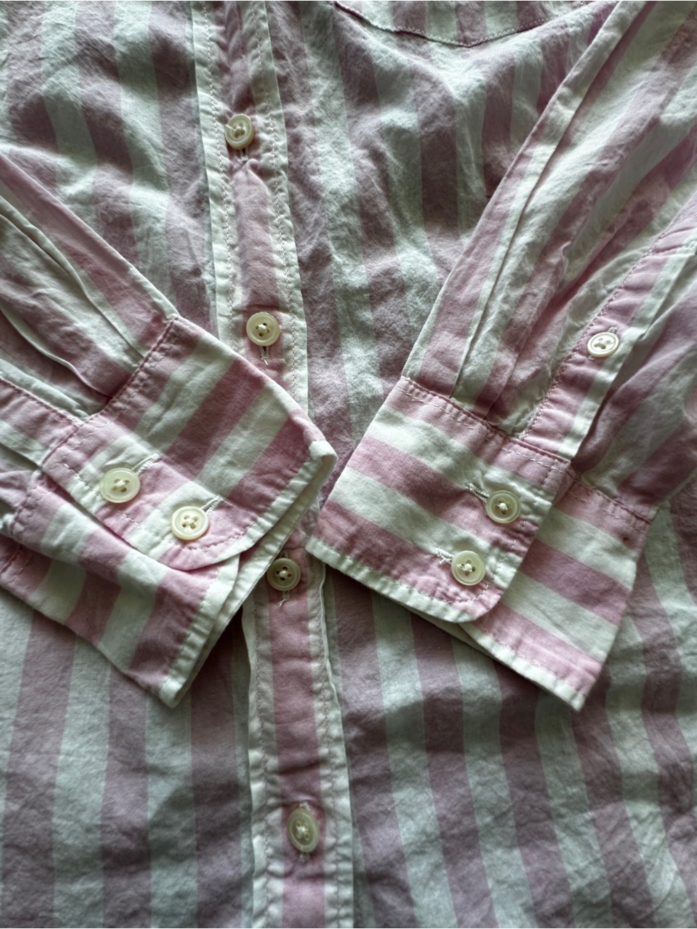 J. Crew Pink and White Striped button down Shirt Lightweight Cotton - Picture 9 of 16